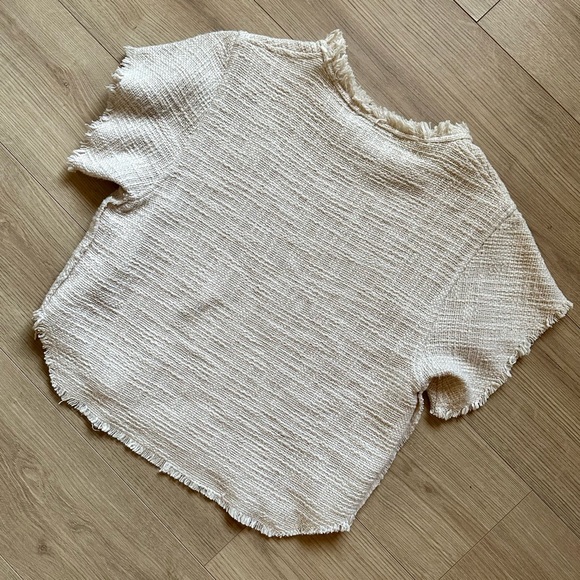 IRO Cream Tweed Shortsleeve Dorthy Top Size EU 36 - Picture 3 of 6